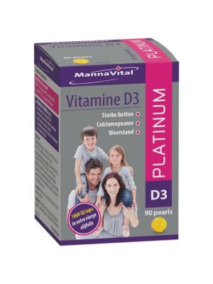 Buy Mannavital Vitamin D3 90 pearls online at Amanvida.eu - Natural supplement for strong bones, calcium absorption and resistance.