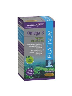 Acheter Mannavital Omega 3 à base d'huile d'algue en ligne chez Amanvida - 100% vegan Omega-3