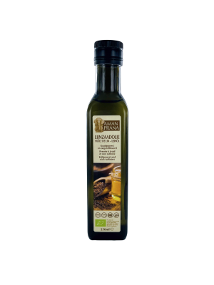 Acheter 100% d'huile de lin biologique pressée à froid par Amanprana en ligne chez Amanvida - Non raffinée avec tous les nutriments naturellement présents.