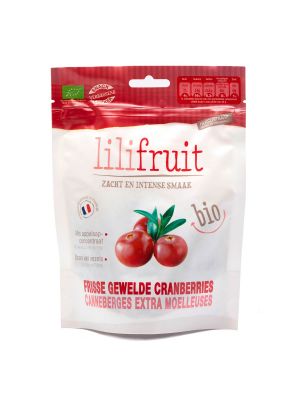 Rehydrated soft dried cranberries 150g, organic | Lilifruit
