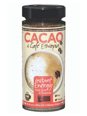 AMANPRANA, Cacao & Café Ethiopia, 230g, bio - boisson tonique, boisson énergétique, boisson sportive, poudre