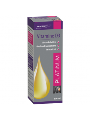 Mannavital Vitamine D3 Platinum 100ml gouttes - supplément naturel pour les os, l'absorption du calcium et l'immunité - disponible chez Amanvida.eu